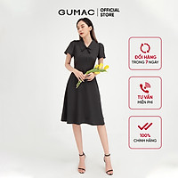 Đầm dáng xòe nữ tay ngắn phối nơ GUMAC thiết kế tiểu thư DB409