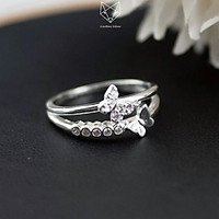 Nhẫn Bạc Nữ S99 Cao Cấp CaoBac Silver Hình Bướm Phong Cách