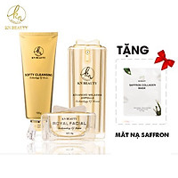 Bộ 3 sản phẩm phục hồi da mặt Royal Facial KN Beauty sửa rửa mặt 100gr+ ampoule 30ml+kem30gr tặng kèm mặt nạ saffron