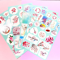 ( 12 tấm ) Ảnh dán sticker in hình HOA ĐÀO SAKURA trang trí phong cách cổ trang xinh xắn