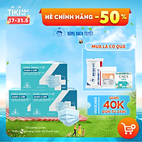 Combo 3 Hộp Khẩu trang Bông Bạch Tuyết 4 lớp xanh (50 cái/hộp)