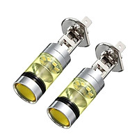 2pcs H1 100W Fog Light Yellow LED DRL Projector Lamp Bulb for Car Vehicle