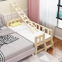 Giường gỗ, giường trẻ em quây 4 mặt có cầu thang size 128*60*40 chất liệu gỗ thông