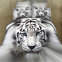 3D Cool Tiger Head Printing Theme Bed Set Quilt Cover Pillowcases Housewarming Gift Decoration 3pcs/4pcs