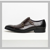 Giày Tây Công Sở Nam Màu Nâu MONK STRAP Da Thật Hai Lớp Mũi Nhọn Cổ Điển Văn Phòng Sartorial Đế Phíp Gỗ Bảo Hành 1 Năm