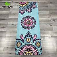 Thảm tập yoga chống trượt du lịch 1,5mm cao su microfiber in hoa , định tuyến siêu mỏng gấp gọn như khăn trải thảm