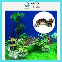 Cây cầu nhựa trang trí bể cá -Mô hình cầu non bộ trang trí hồ cá 7*19*8 cm+ Tặng hình dán ngẫu nhiên