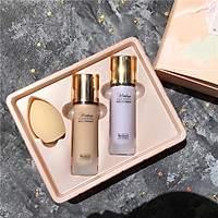 Set trang điểm Makeup HANYAS 3 in 1gồm kem lót,kem nền tặng kèm bông đánh