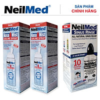 Combo Adult 24h Care: Bình Xịt Rửa Vệ Sinh Mũi Xoang Người Lớn NeilMed Sinus Rinse & Spray -SX Mỹ, Đánh Bật Sổ Mũi, Nghẹt Mũi và Viêm mũi (Bình 10 gói muối rửa; 2 chai xịt phun sương 75ml)