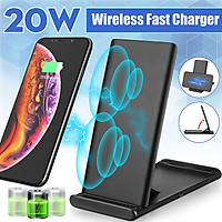 C3 20W Foldable Double Coil Vertical Qi Wireless Charger Type-C Fast Charger Holder For iPhone mate30 pro/mi9 pro Huawei