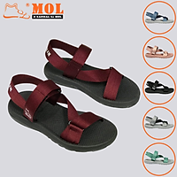 Giày sandal unisex nam nữ quai chéo vải dù đế mõng Slim có quai hậu cố định hiệu MOL mang đi học du lịch MS1166R