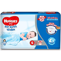 Tã Dán Sơ Sinh Huggies Dry Newborn S56 (4kg-8kg) - Gói 56 Miếng - Bao bì mới