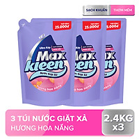 Combo 3 Túi Nước Giặt Xả Maxkleen Hương Hoa Nắng (2.4kg/túi)