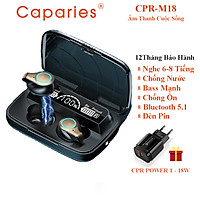 Tai Nghe Bluetooth 5.1 cao cấp CAPARIES M18 - (Tai Nghe Không Dây) Chống Nước - Chống ồn - Tích Hợp Micro - Tự Động Kết Nối - Nhỏ gọn - Âm Thanh 8.0 HD - Tương Thích Cao Cho Tất Cả Điện Thoại CHÍNH HÃNG