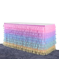 Colorful Mutilayer Tulle Chiffon Table Skirt for Party Wedding Birthday Party Decoration Rectangle / Round Tables