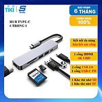 Hub chuyển đổi USB TypeC 6 trong 1 SEASY SS26, Cổng chuyển đổi HUB USB TypeC to HDMI, 1 cổng HDMI 4k UHD , 3 cổng USB 3.0, 2 khe đọc thẻ nhớ SD và TF, Kết nối nhiều thiết bị với tốc độ cao, Dùng cho Điện thoại/Laptop/PC/Macbook – Hàng chính hãng