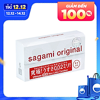 Bao cao su Sagami 002 - Siêu mỏng - Non Latex - Hộp 6 chiếc