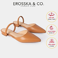 Giày Sandal Nữ Đế Bệt Mũi Nhọn Thời Trang Phối Dây Erosska EL002 (Màu nâu)