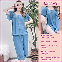 Đồ Bộ Bigsize Lửng Ở Nhà Nữ Chất Lụa/Lanh/Tole USEEMI - Bộ Quần Áo Ngủ Nữ Tay Cánh Tiên Mặc Mùa Hè, Bảng Màu Sang Chảnh
