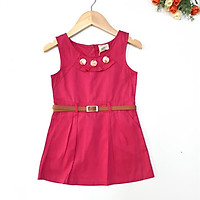 DG79-V-01- Váy sát nách, cổ đính nút, kèm thắt lưng, bé gái, Made in Vietnam, size 4-7 từ 13kg - 22kg
