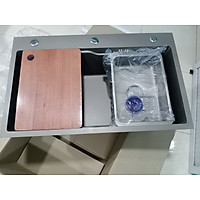Bồn chậu rửa chén bát inox 304 1 hố lớn nano bạc 75x46 dày 3.5 li