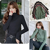 Áo len nữ, Áo cổ lọ nữ QC 3 màu Xanh Đen Nâu đủ size S M L A-10