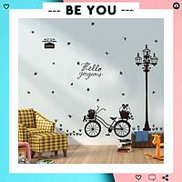 Decal Dán Tường Hình Xe Đạp - Trang Trí Decor Phòng Ngủ, Phòng Khách