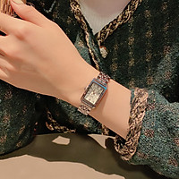Đồng hồ nữ Julius Hàn Quốc JA 1252 dây kim loại vàng hồng mặt chữ nhật mặt trắng sang chảnh ĐHĐ2860