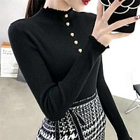 Áo Len Nữ Dáng Ôm Dạo Phố Kiểu Áo Len Cổ Lọ Đính Hạt - THỜI TRANG THU ĐÔNG NỮ ROMI 2162