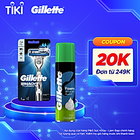 Dao Cạo Râu GILLETTE Mach3 Turbo Và Bọt Cạo Râu Hương Chanh Chai 75g