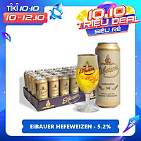 Thùng Bia Thầy Tu Eibauer Hefeweizen - Bia Lúa Mì Phong Cách Đức - Chính Hãng (500ml x 24 Lon)