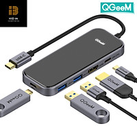 Bộ Hub USB C QGeeM 5 trong 1 4K USB C sang HDMI, 2 x USB 3.0, 1 x USB-C 3.0, 1 x USB-C 100W PD Charger tương thích với MacBook Pro 2019/2018 IPad Pro, Chromebook, XPS, Type-C Adapter - Hàng Chính Hãng