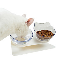 Pet Dog Cat Double Feeder Water Bowl Neck Protection Bowl 15 Degree Tilt