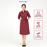 Đầm sơ mi dáng xòe nữ thiết kế phối nút kết hợp tay xếp ly GUMAC DB529