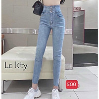 Quần jean nữ chất co giãn, quần bò nữ xanh rách cạp cao nhiều mẫu TINA ms8032