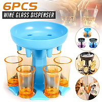 6 Shot Glass Dispenser and Holder Liquor Dispenser Party Home Gifts 6PCS Cup Set