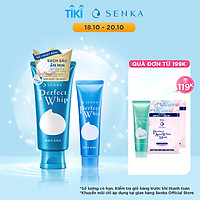 Sữa rửa mặt tạo bọt chiết xuất tơ tằm trắng Senka Perfect Whip 120g tặng Sữa rửa mặt Senka Perfect Whip 50g