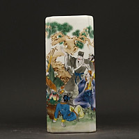 LMade in Jingdezhen Famille-Coloured Eight Immortals Âm nhạc Người giữ bút vuông Cổ điển Gia đình Tân Trang trí gốm sứ T