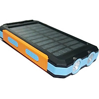10000mAh Solar Power Bank DIY Case Kit Dual USB Charger+LED Flashlight+Compass Blue