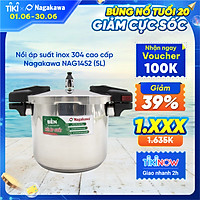 Nồi Áp Suất Cơ Inox Cao Cấp Đáy Từ Nagakawa NAG1452 (5L) - Dùng Trên Mọi Loại Bếp - Hàng Chính Hãng