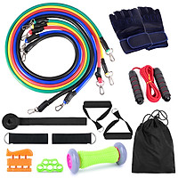 16pcs Fintess Resistance Bands Set Exercise Tube Bands Jump Rope Door Anchor Ankle Straps Cushioned Handles Fitness
