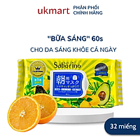 Mặt Nạ Dưỡng Ẩm Buổi Sáng Saborino Hương Trái Cây 32 Miếng (304ml)