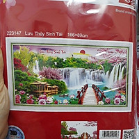 Tranh thêu chữ thập lưu thủy sinh tài 223147(166×89)
