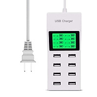 8 Multi-Port USB Charging Station Travel Charger USB Socket with LCD Display for iPhone HTC Samsung and Other USB Devices