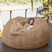 Home Sponge Bed Bean Bag Chair Cover Slipcover Double Bedroom Balcony Large Couch Round Soft Fluffy Cover No Fillings
