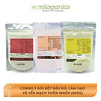 Bộ 3 Dưỡng Da Thiên Nhiên Milaganics: Bột Cám Gạo (200g) + Bột Yến Mạch (200g) + Bột Đậu Đỏ (200g)
