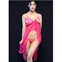 Váy ngủ lưới phối ren sexy, kèm quần lót lọt khe VN04, Freesize