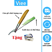 Dao Cạo Râu Tóc Mặt Tỉa Chân Mày Cán Gỗ Đa Năng Tặng Kèm 10 Lưỡi Cạo