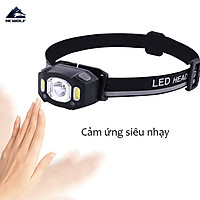 Đèn pin siêu sáng cầm tay có cảm ứng thông minh đèn pin đội đầu mini siêu sáng chiếu tầm xa có đèn báo hiệu HWB32S hàng chính hãng Hewolf