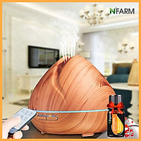 Combo máy khuếch tán, máy xông tinh dầu N'Farm hình Quả Đào + tinh dầu cam hương N'Farm (10ml). Có remote điều khiển.